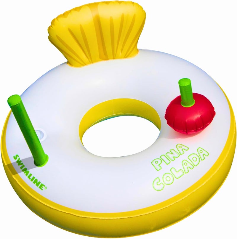 Swimline Pina Colada Pool Ring with Cupholder & Backrest – Inflatable Lounge Float with Fun Design for Adults & Teens – Durable Vinyl Ring for Pool, Lake, or Beach – Easy to Inflate and Store - Image 1