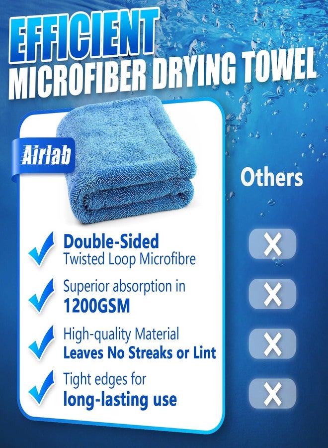 Airlab 1200GSM Extra Thick Absorbent Microfibre Drying Towel, Double-Sided Triple Twisted Loop Magic Cloth, Shiny Wipes Cleaning Cloths for Car Washing/Detailing, Bathroom Windows & Shower, 60x40cm - Image 4