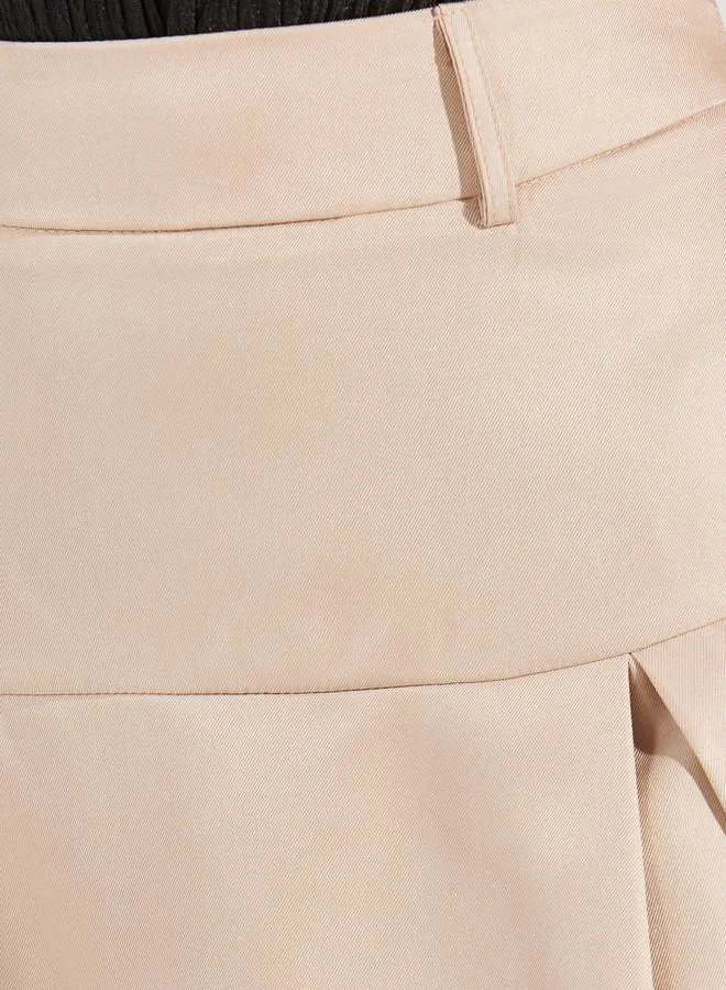 Styli Box Pleat Wide Waistband Midi Skirt