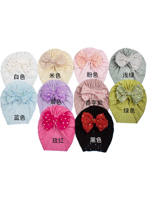Autumn Baby Hat Childrens Pull over Cap with Glitter Butterfly Knot Print Warmth Breathable Sunshade Windproof Cap for Infants 10 color mix multiple