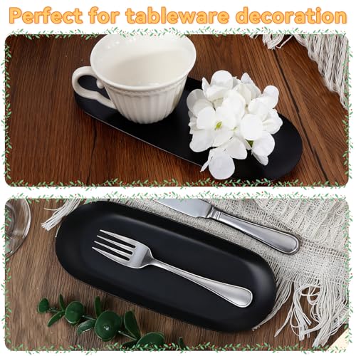 JOLYEAK 2PACK Black Decorative Tray,Oval Stainless Steel Trays, Decorative Tray for Jewelry Dish Cosmetics Organizer Bathroom Clutter Serving Platter (Black, 9 in) - Image 5