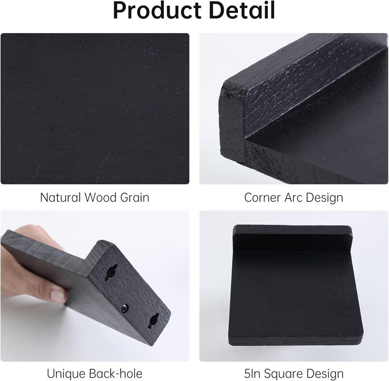 PHOENANCEE Wooden Small Floating Shelves for Wall,Set of 3 Hanging Wall Shelf,Wall Mount Shelves For Living Rooms Bedrooms Bathroom Kitchen(Black) - Image 5