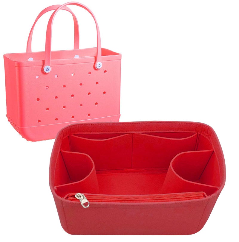 Lckaey Rubber Beach Bag Organizer Compatible with Bo Bag ToteDivider Pouch for Bo Bags Accessories Felt Insert3018redM - Image 2