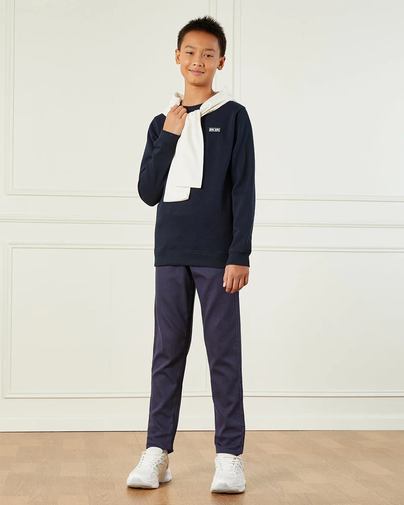 ردتاغ Senior Boys Black Plain Sweatshirt