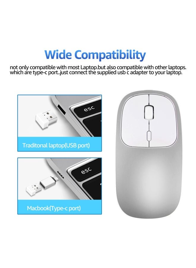 Rechargeable Wireless Optical Mouse Silver/White - Image 5