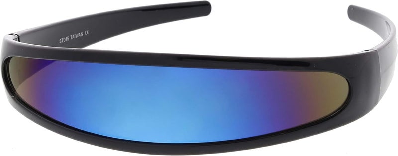 zeroUV Store - Futuristic Narrow Cyclops Color Mirrored Lens Visor Sunglasses - Image 2