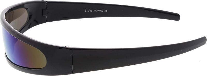 zeroUV Store - Futuristic Narrow Cyclops Color Mirrored Lens Visor Sunglasses - Image 3