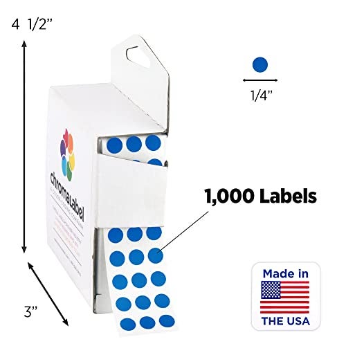 ChromaLabel 1/4 Inch Round Colored Stickers, Premium Sticky Dots Color Coding Labels, Ideal Colored Dot Stickers for Arts and Crafts - 1000 Sticker Labels with Handy Dispenser, Dark Blue Sticker Dots - Image 2
