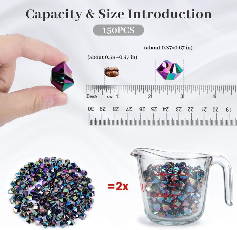 DomeStar 150PCS Acrylic Ice Rocks, Metallic Fake Ice Cubes Holographic Iridescent Crushed Ice Fake Gems Diamonds for Vases Fillers Centerpieces Scatters Decorations - Image 2