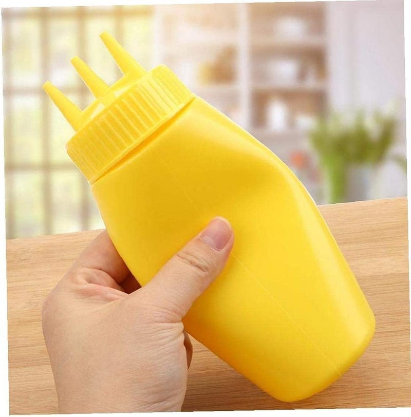 PUTHAK UNEQUETREND Puthak 3pc 3 Hole Squeeze Bottle Condiment Dispenser for Sauce Vinegar Oil Ketchup Gravy Cruet Kitchen Accessories 500ml Multicolor - Image 2