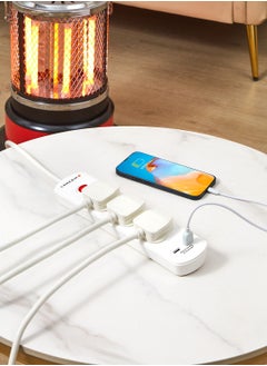 LAWAZIM Heavy duty 3 Way Extension Cable with on/off buttons & 2 USB Port | 5 Meters | 2990W  - Image 5