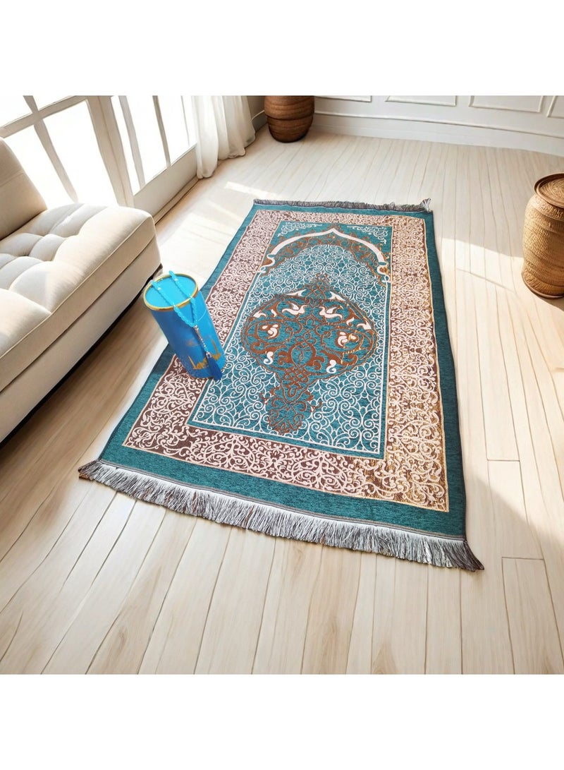 Huitich Embroidered Prayer Mat Set with Beads and Storage Box, Blue  - Image 3