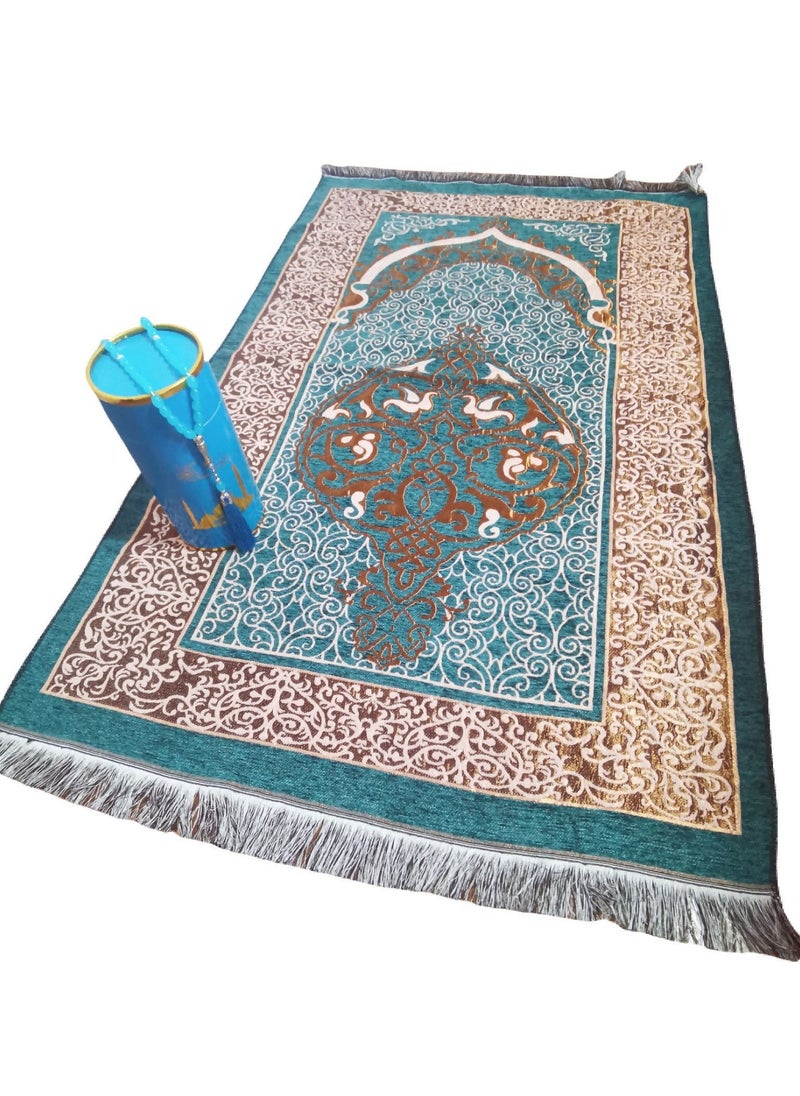 Embroidered Prayer Mat Set with Beads and Storage Box, Blue - pzsku/ZEE9BB1CC907DBF4AC127Z/45/_/1734537131/1ef442bc-2fab-4da7-af6d-80f7c138c829