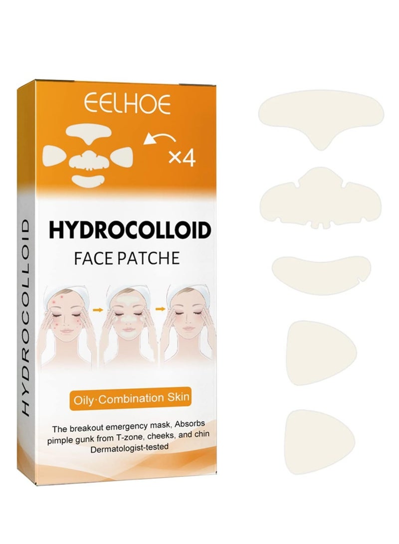 إيلهو رقعة بثرة حب الشباب ، رقعة بثرة حب الشباب للوجه الغروانية المائية 20 قطعة / صندوق (4 قطع * رقعة مقدمة + 4 قطع * رقعة أنف + 4 قطع * خد * رقعة الذقن + 8 قطعة * رقعة الخد) محمول - Image 1