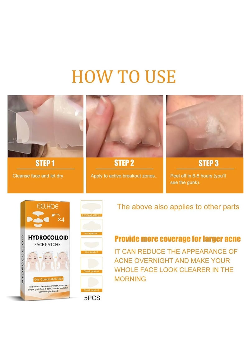 إيلهو رقعة بثرة حب الشباب ، رقعة بثرة حب الشباب للوجه الغروانية المائية 20 قطعة / صندوق (4 قطع * رقعة مقدمة + 4 قطع * رقعة أنف + 4 قطع * خد * رقعة الذقن + 8 قطعة * رقعة الخد) محمول - Image 4