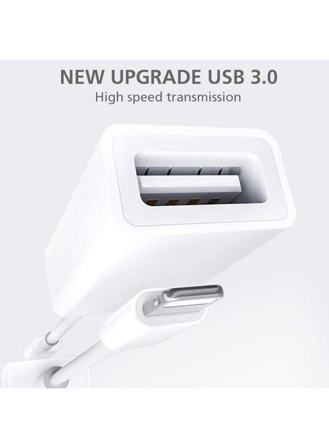2 Pack USB Camera Adapter For Apple Lightning To USB 3.0 OTG Cable Adapter For IPhone USB Female Supports Connect Card Reader U Disk Keyboard Mouse USB Flash MFi - Image 2
