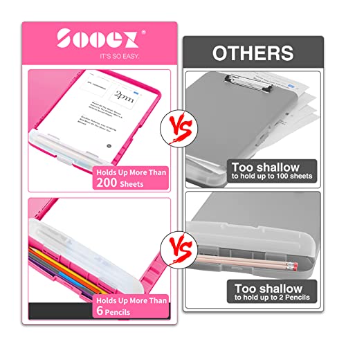 Sooez Clipboards with Storage, High Capacity Clip Boards 8.5x11 with Storage, Heavy Duty Nursing Clipboard Folder, Plastic Clipboard with Pen Holder for Women Teachers Work, School & Office Supplies - Image 2