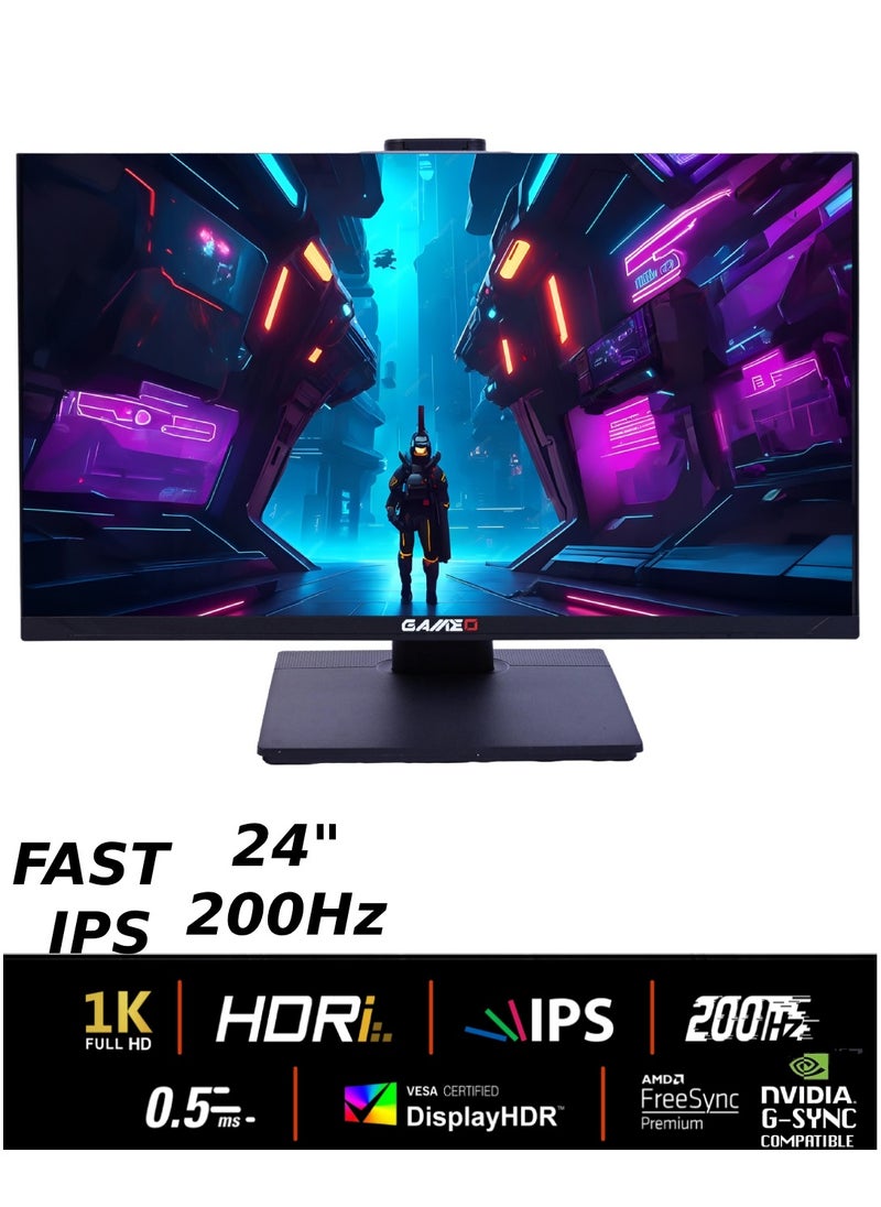GAMEO GAMEO MR24FHD200IPS Gaming Monitor, 24 Inch Full HD, IPS Panel, 200Hz, 0.5ms, FreeSync, adjustable stand – Black  - Image 1