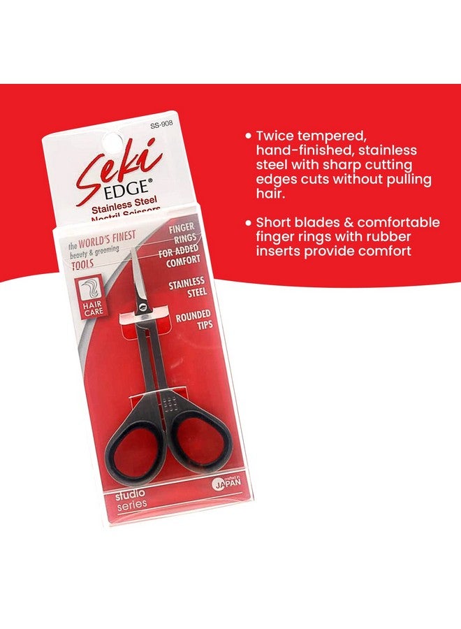 سيكي إيدج مقص أنف من الفولاذ المقاوم للصدأ من Seki Edge (SS-908) - مقص حلاقة آمن برؤوس مستديرة حادة لتشذيب شعر الأنف وشعر الوجه الآخر للرجال والنساء - صنع في اليابان - Image 2