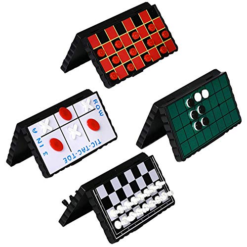 Point Games Travel Board Game Set Bundle Pack of 4 Classic Magnetic Games Stocking Stuffers for Kids Includes Individual Boards Pieces - Image 1