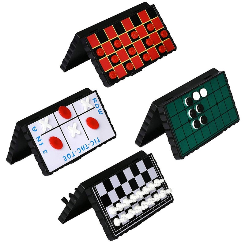 Point Games Travel Board Game Set Bundle Pack of 4 Classic Magnetic Games Stocking Stuffers for Kids Includes Individual Boards Pieces - Image 4