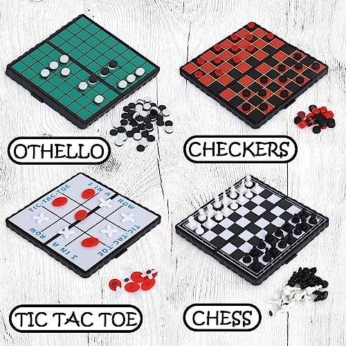 Point Games Travel Board Game Set Bundle Pack of 4 Classic Magnetic Games Stocking Stuffers for Kids Includes Individual Boards Pieces - Image 5