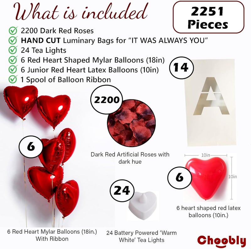 Choobly It was Always You Luminary Bags with Tea Light Candles, Balloons, and Rose Petals – Romantic Decorations for Proposals, Anniversaries, and Special Moments - Image 4