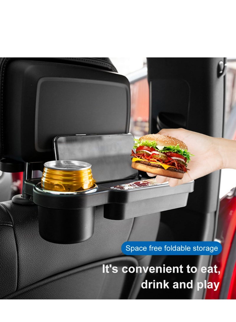 Car Cup Holder Tray Phone Mount Back Seat Organizer 90-Degree Foldable Storage Dining Table Interior Car Food Tray Auto Gadgets - Image 3