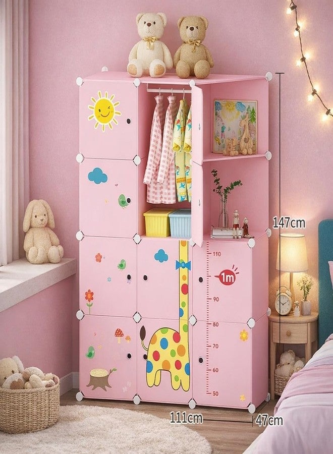 KEEKOS Kids Plastic Collapsible Wardrobe Organizer for Storage | Cute Cartoon Design | Heavy Duty Cloth Organizer for Storage | Easy to Assemble | Perfect for Kids Room & Home (Pink-O5) - Image 2