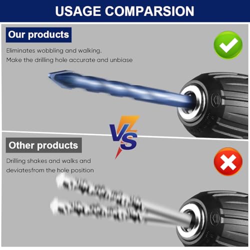 Serplex® 4Pcs Drill Bits Set Rugged Cemented Carbide Drill Bits 6mm/8mm/10mm/12mm Drill Bits for Glass, Marble, Cement, Concrete, Universal 1/4'' Hex Drill Bits Power Drill Accessories - Image 3