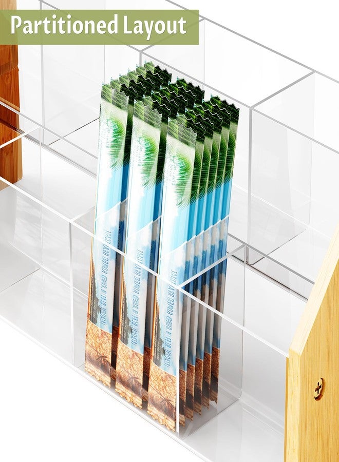 NiHome 2-Tier 8 Compartments Drink Packet Organizer, Bamboo and Clear Acrylic Storage Rack for Tea Bags, Sugar Packets, Flavor Mixes, Seasoning Sachets, Easy Access & Space-Saving Countertop Organizer - Image 4