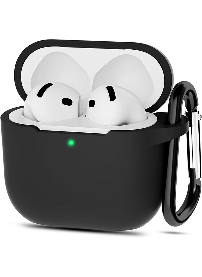 O Ozone For AirPods 4 Silicone Case Cover (2024) ,Full Body Protective Shock-Resistant Silicone Case Cover With Carabiner For Men & Women - Black  - Image 1