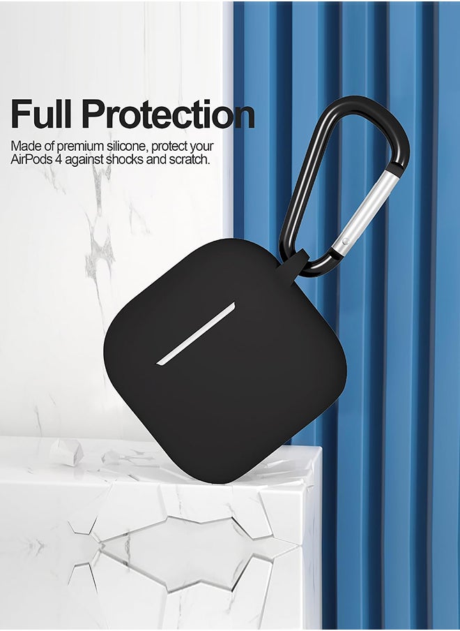 O Ozone For AirPods 4 Silicone Case Cover (2024) ,Full Body Protective Shock-Resistant Silicone Case Cover With Carabiner For Men & Women - Black  - Image 3