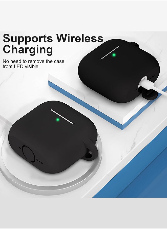 O Ozone For AirPods 4 Silicone Case Cover (2024) ,Full Body Protective Shock-Resistant Silicone Case Cover With Carabiner For Men & Women - Black  - Image 5