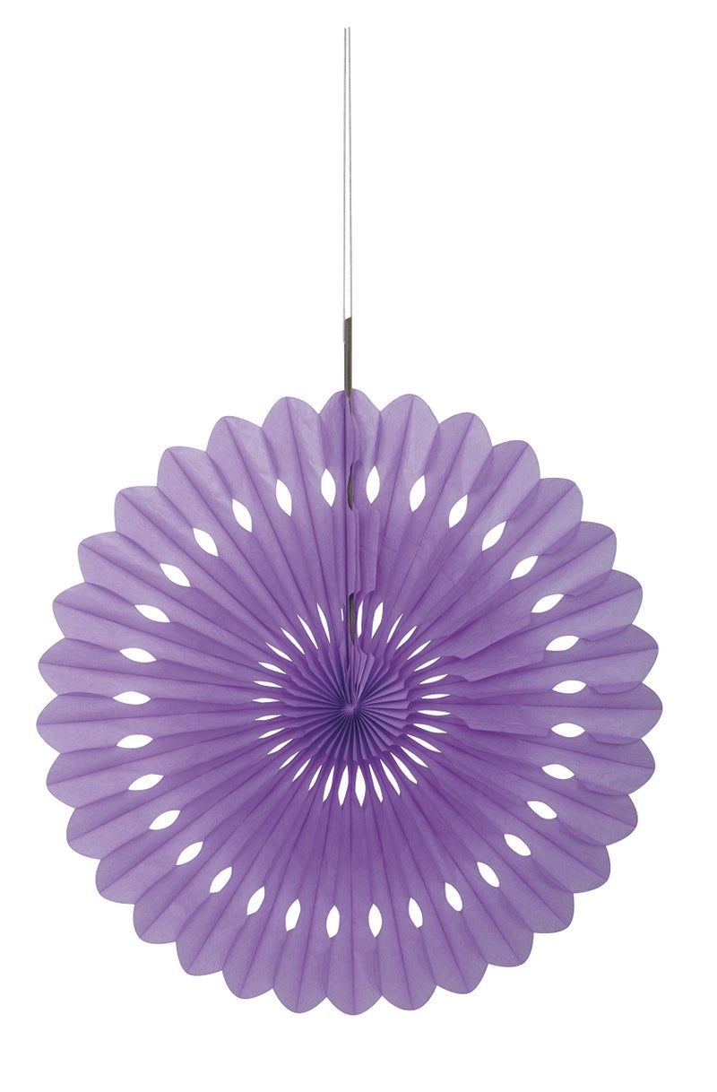 Unique Solid Pretty Purple Hanging Tissue Paper Fan - 16'' (1 Count) - Perfect For Parties & Home Decor