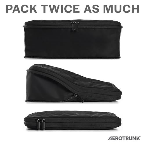 Aerotrunk أكياس تعبئة ضغط أيروترونك للسفر - حقائب تنظيم الأمتعة - أكياس تعبئة بسحاب مزدوج للحقائب (4 قطع، أسود) - Image 2