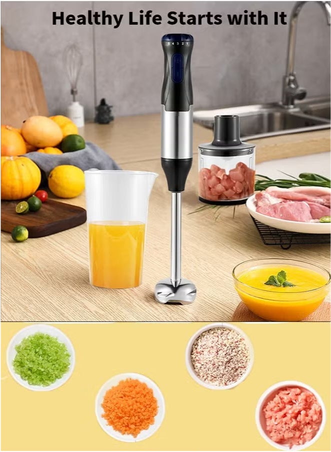 سوكاني خلاط/مضرب يدوي منزلي 1000 واط 5 سرعات 4 في 1 مع قطاعة وخفاقة من الفولاذ المقاوم للصدأ، إبريق قياس 700 مل، وعاء تقطيع 500 مل – مثالي للمطبخ وتحضير طعام الأطفال - Image 3