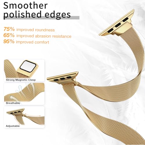 MARGE PLUS Slim Milanese Loop Compatible with Apple Watch Band for women 41mm 40mm 38mm 42mm 46mm 45mm 44mm, Stainless Steel Magnetic Mesh Strap work on iWatch Bands Series 11 10 9 8 7 6 5 4 3 & SE 3 2 1 - Image 3