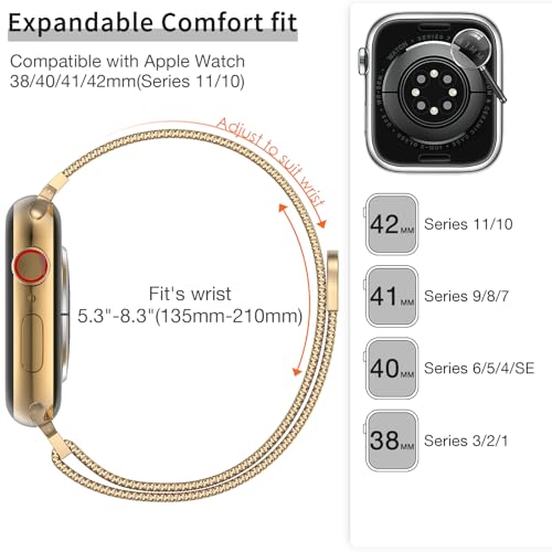 MARGE PLUS Slim Milanese Loop Compatible with Apple Watch Band for women 41mm 40mm 38mm 42mm 46mm 45mm 44mm, Stainless Steel Magnetic Mesh Strap work on iWatch Bands Series 11 10 9 8 7 6 5 4 3 & SE 3 2 1 - Image 5