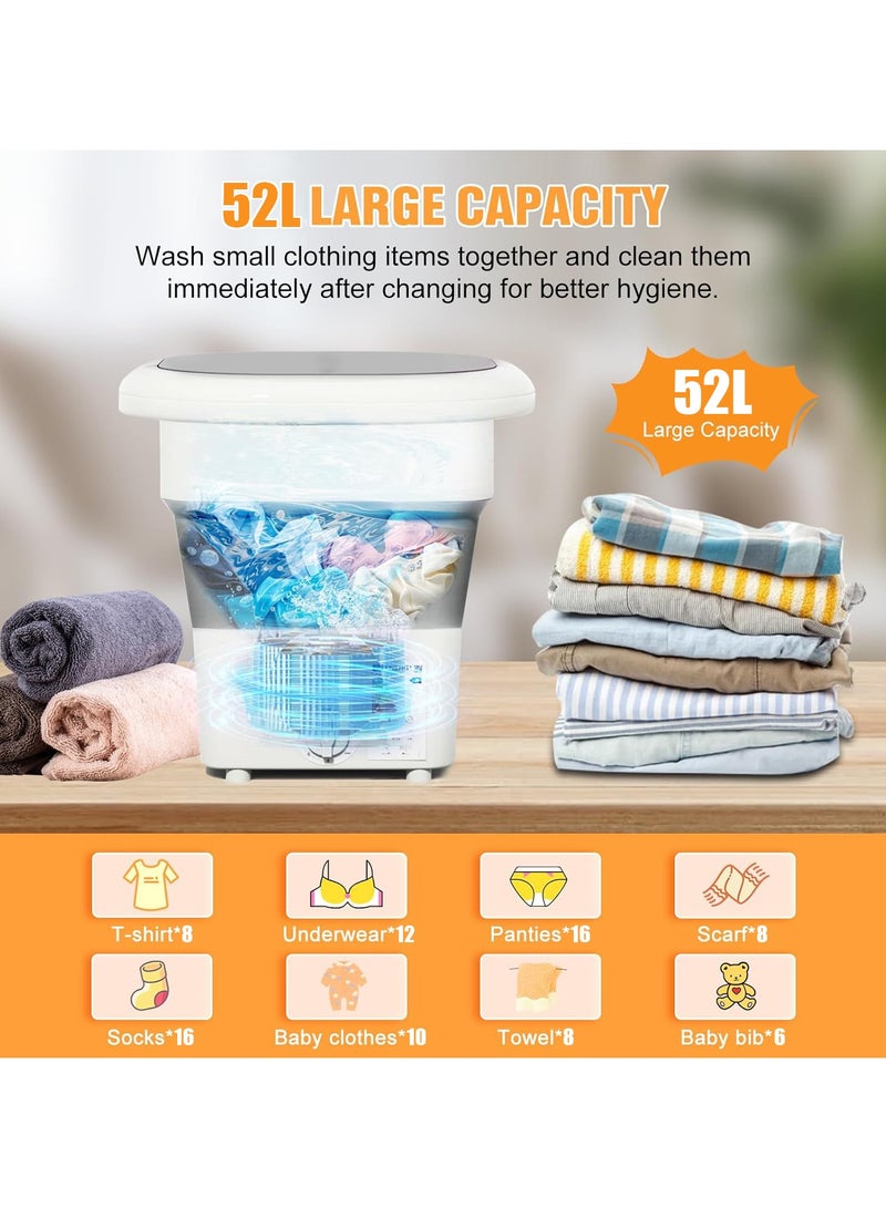 VUCATIN غسالة ومجفف ملابس محمولة صغيرة مُحسّنة بمحرك قوي سعة 52 لترًا لتنظيف الملابس بعمق، غسالة ومجفف ملابس محمولة صغيرة - Image 4