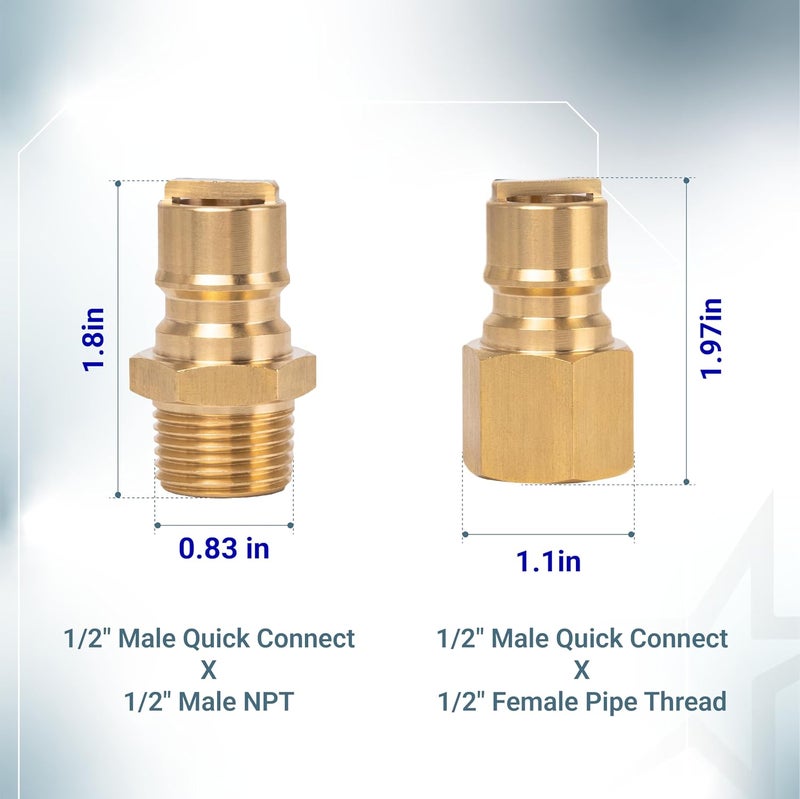 BlueStars 1/2" Gas Pressure Regulator, Adjustable Natural Gas and Liquefied Interchange Pressure Regulator with 2 Brass 1/2" NPT Conversion Adapters for NG/LPG Applications Grill, Heater, Oven, Stove - Image 4
