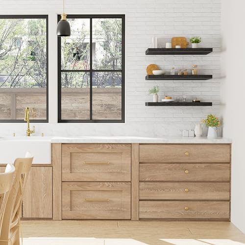 QEEIG 10" Deep Floating Shelves for Wall - 10 x 24 inch Book Shelf Bathroom Bedroom Kitchen Living Room Hanging Bookshelf Farmhouse Set of 3, Black (025-60B3) - Image 3