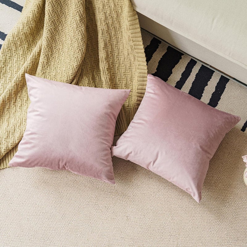 NiNi ALL Decorative Throw Pillow Covers Pack of 2, Velvet Throw Pillow Cases for Couch Pillows Cover Bedroom Living Room Outdoor Pillow Covers 20x20 Inch Dusty Pink - Image 4