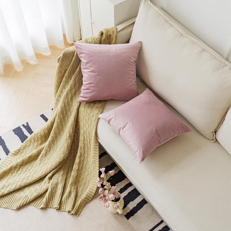 NiNi ALL Decorative Throw Pillow Covers Pack of 2, Velvet Throw Pillow Cases for Couch Pillows Cover Bedroom Living Room Outdoor Pillow Covers 20x20 Inch Dusty Pink - Image 2