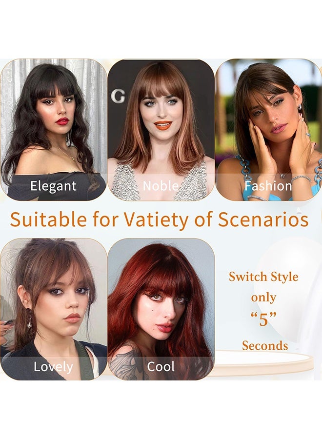 Clip in Bangs Hair, Fake Bangs Hair Clip on Bang for Women, Natural Black Wispy Bang Fringe with Temples Hairpieces Extensions for Daily Wear (Natural Black, Wispy Bangs) - Image 3