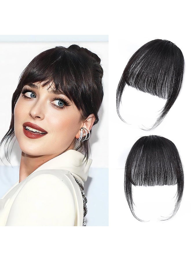 Clip in Bangs Hair, Fake Bangs Hair Clip on Bang for Women, Natural Black Wispy Bang Fringe with Temples Hairpieces Extensions for Daily Wear (Natural Black, Wispy Bangs) - Image 1