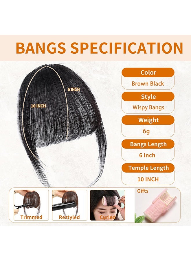 Clip in Bangs Hair, Fake Bangs Hair Clip on Bang for Women, Natural Black Wispy Bang Fringe with Temples Hairpieces Extensions for Daily Wear (Natural Black, Wispy Bangs) - Image 2