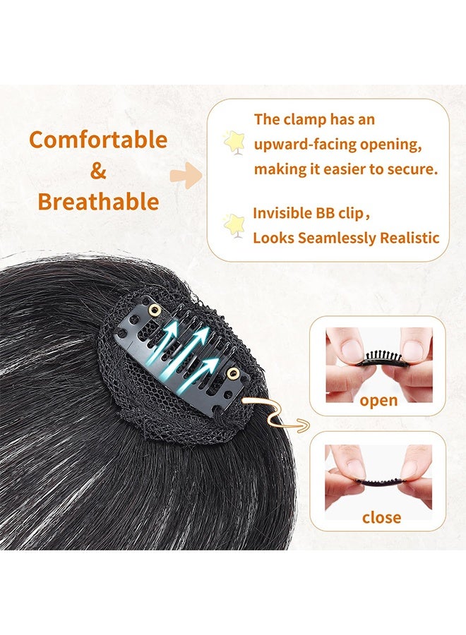 Clip in Bangs Hair, Fake Bangs Hair Clip on Bang for Women, Natural Black Wispy Bang Fringe with Temples Hairpieces Extensions for Daily Wear (Natural Black, Wispy Bangs) - Image 4