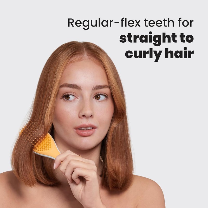 TANGLE TEEZER فرشاة شعر مثالية لفك التشابك، تقضي على العقد وتقلل من التكسر، فرشاة شعر صغيرة للسفر، تناسب الأيدي الصغيرة وجميع أنواع الشعر، أزرق جليدي وبرتقالي حلو - Image 5