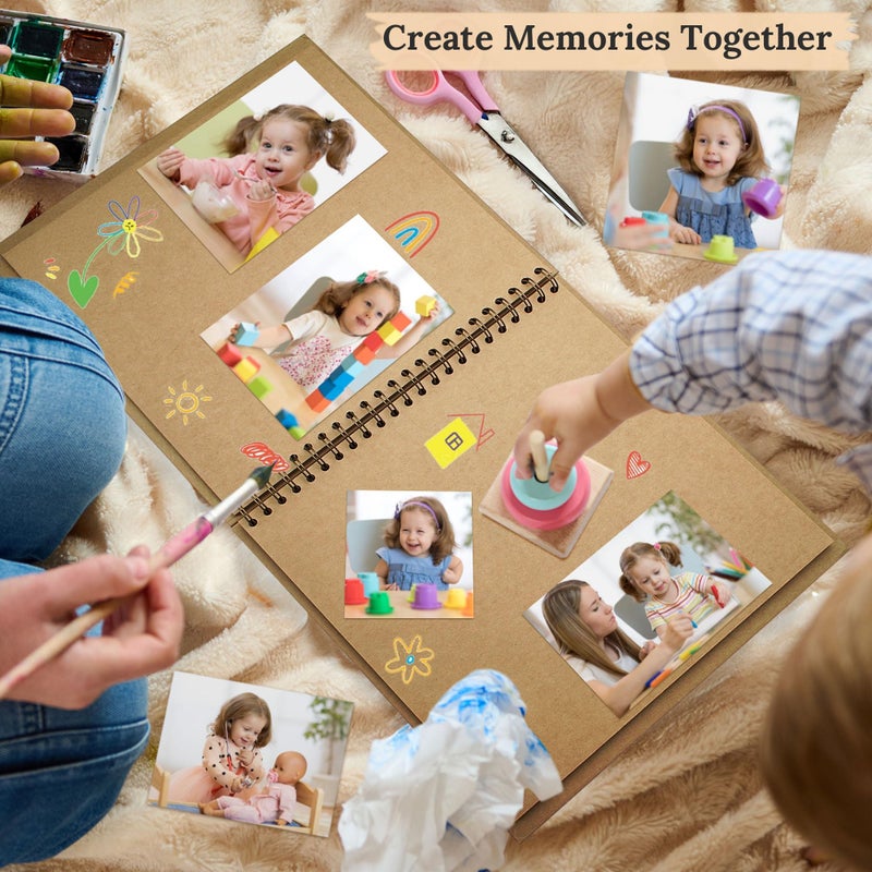 Hiwhy Scrapbook 8x8 Inch DIY Scrapbook Album Hardcover Kraft Paper Scrap Book Photo Albums 40 Pages Perfect for 4x6 / 5x7 Photos Memory Book for Family, Wedding - Image 3